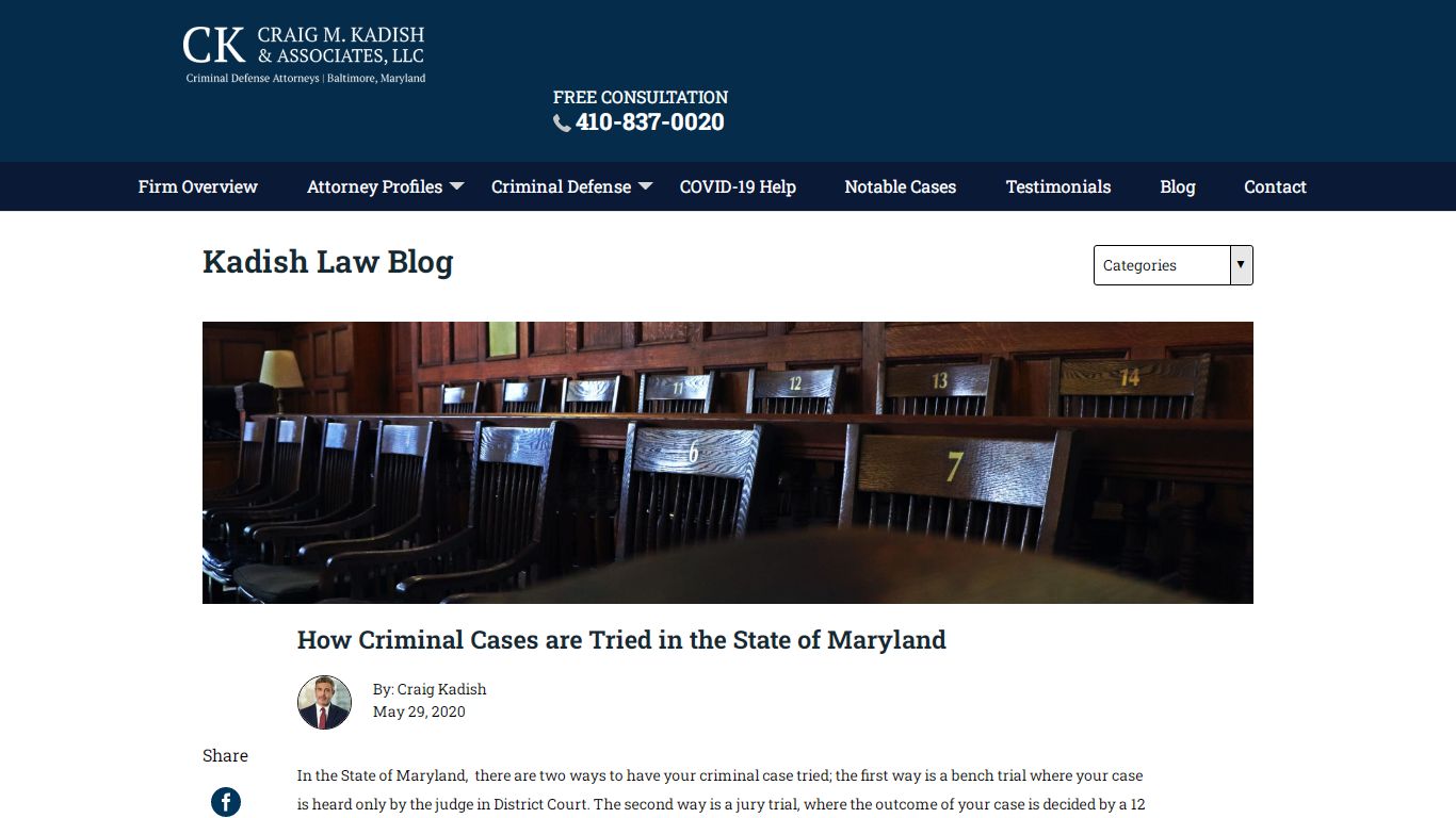 How Criminal Cases are Tried in the State of Maryland