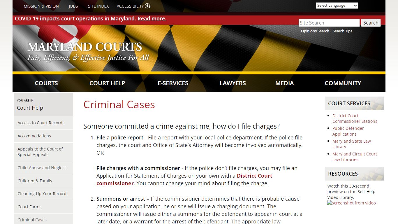 Criminal Cases | Maryland Courts